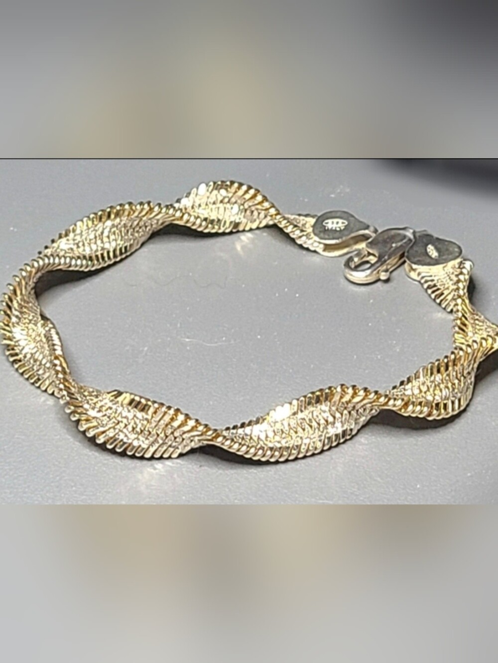 Vintage A.T. Sterling Silver .925  Bracelet Twisted Herringbone 7.25"